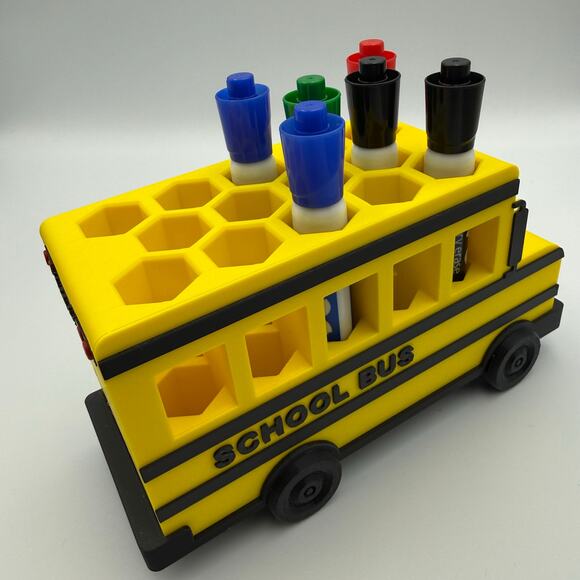 School Bus themed marker holder - perfect gift for a teacher - plastic - Picture 6 of 10